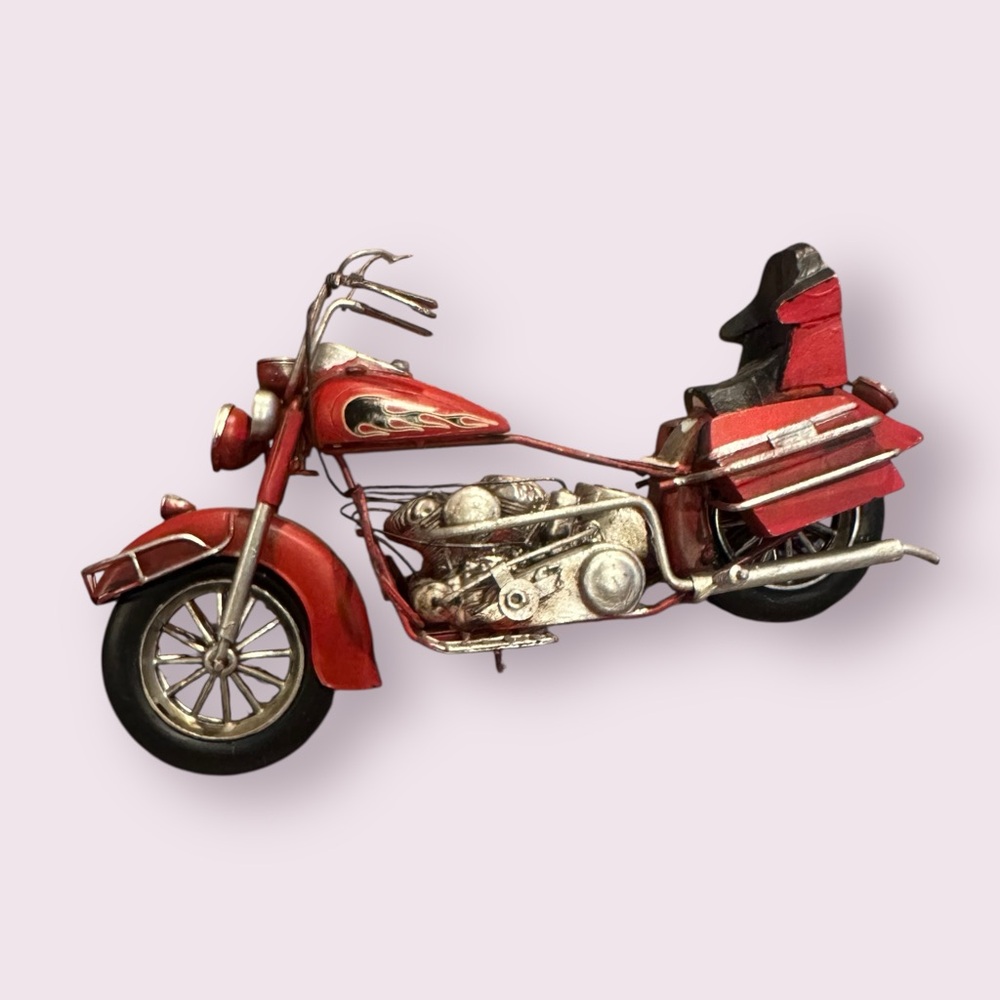 Vintage Red Metal Motorcycle Model Home Decor - Picture 7 of 11